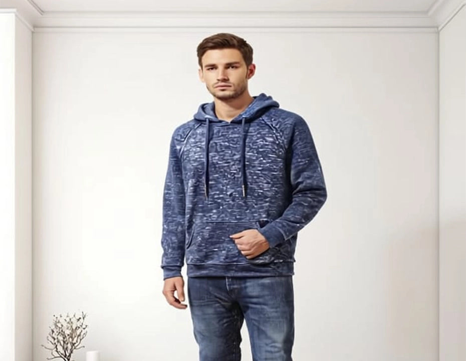 Heather Dark Navy Textured Hoodie