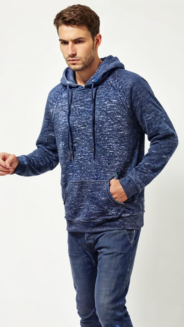 Heather Dark Navy Textured Hoodie