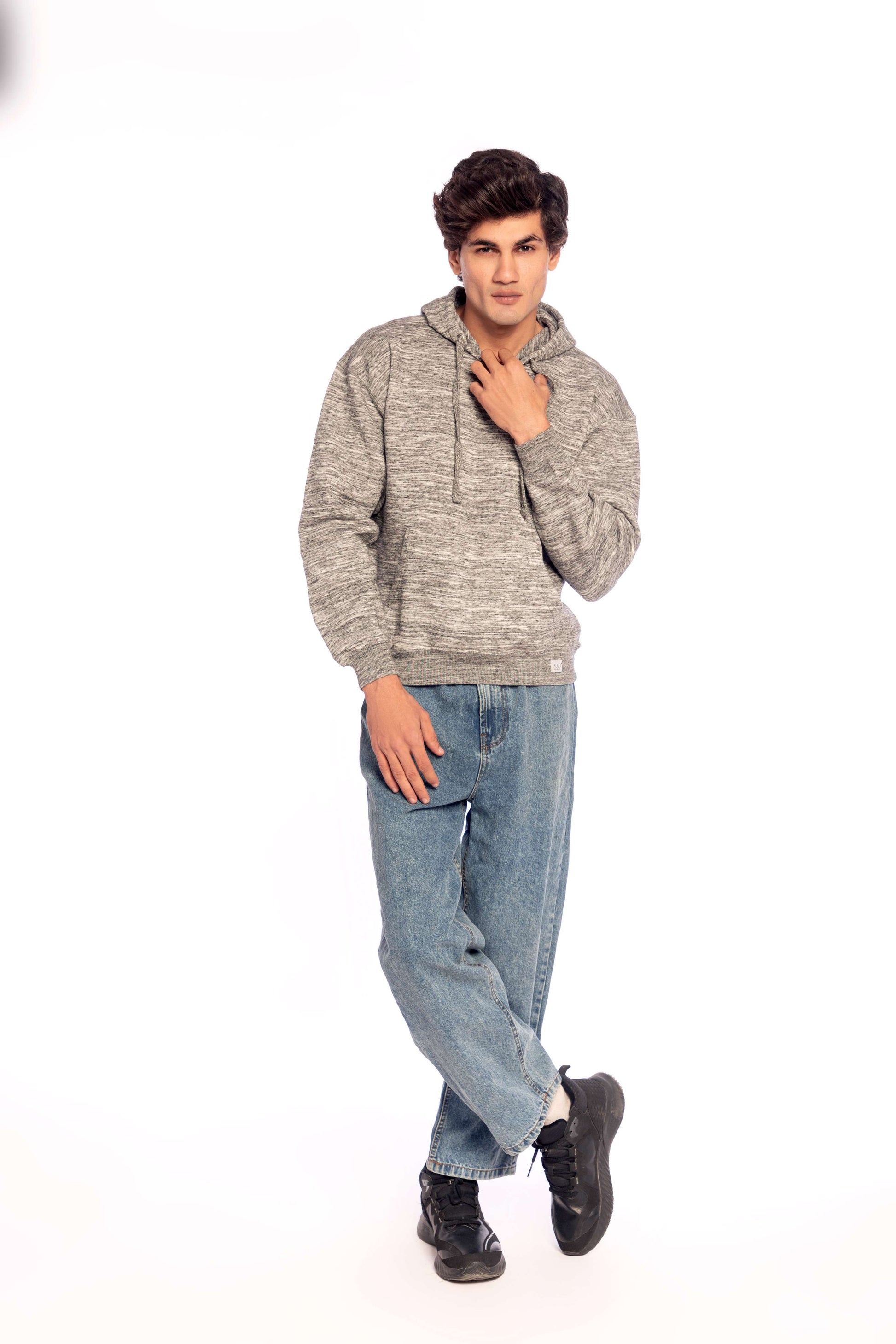 Heather Charcoal Textured Hoodie