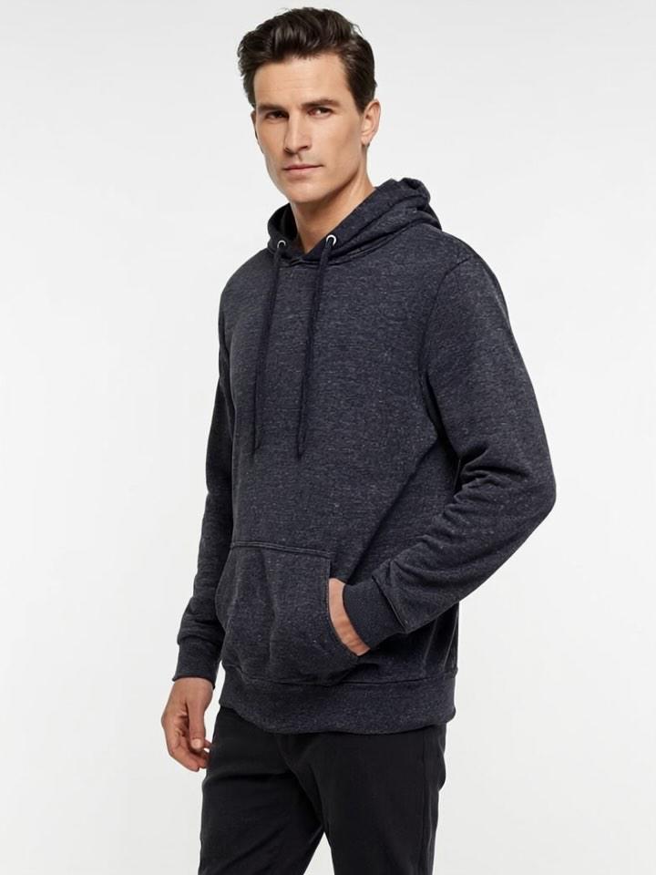 Heather Black Textured Hoodie