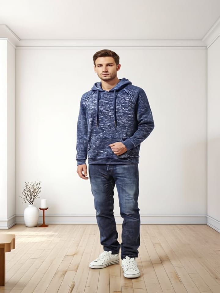 Heather Dark Navy Textured Hoodie