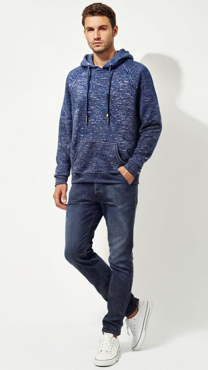 Heather Dark Navy Textured Hoodie
